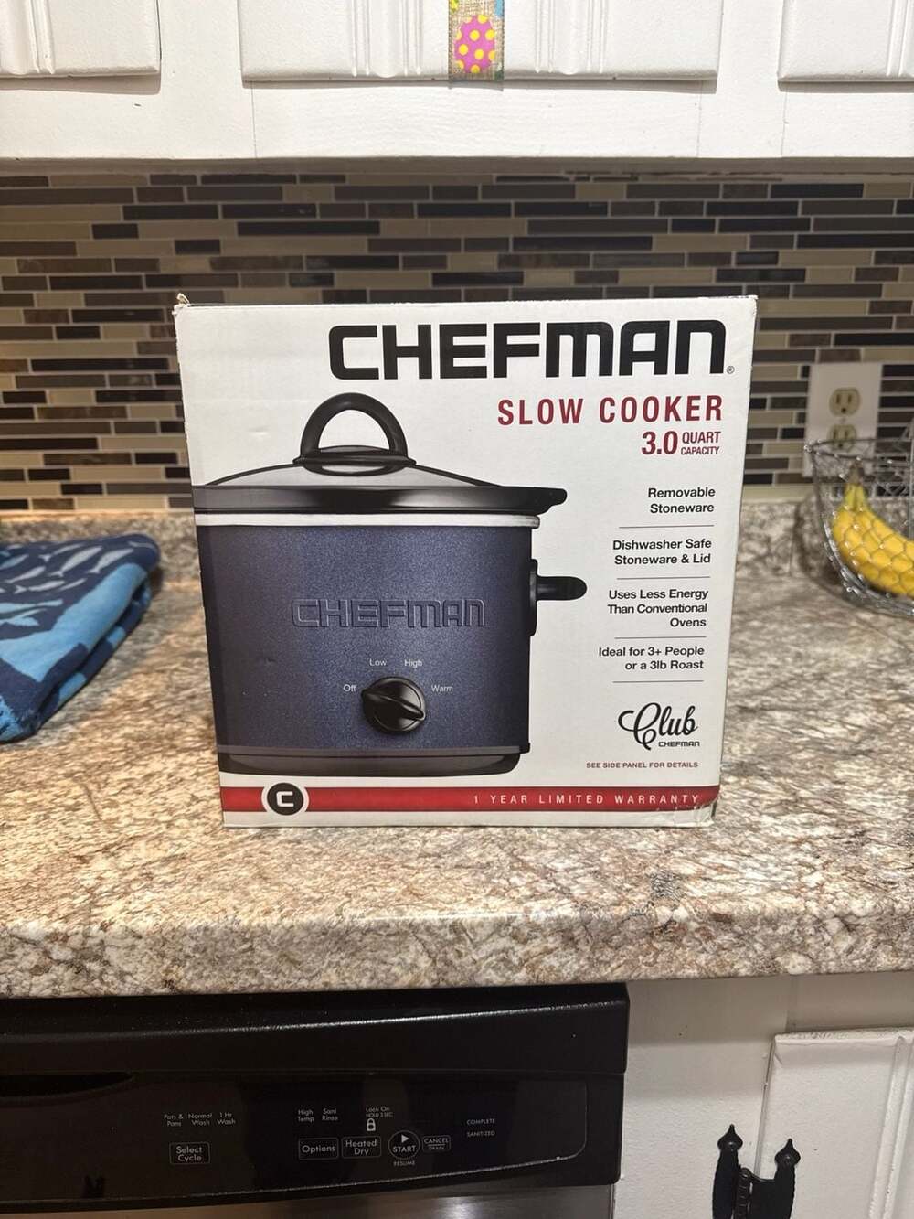 Chefman 3.0 Quart Slow Cooker with Removable Stoneware, Blue